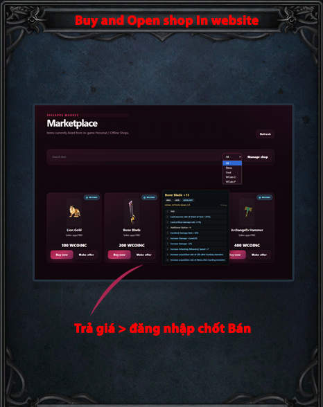 Buy and sale item in web